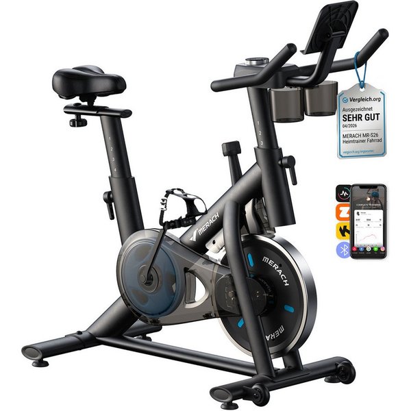 MERACH Heimtrainer Fahrrad leises Trimmrad mit Magnet-Widerstand & App (1-tlg), Leises Magnet-Bremssystem, 8-Stufen, stabil, belastbar bis 136 kg