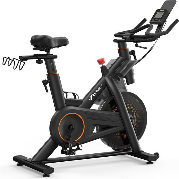 MERACH Heimtrainer für Zuhause, Fitnessbike mit LCD-Display bis 158 KG (Fahrradtrainer mit Tablet-Halter, Bluetooth, eigener App, 1-tlg., 10 kg Schwungrad, Stat