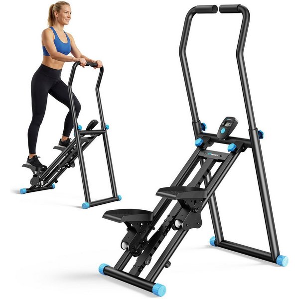 MERACH Stepper Stair Stepper Heimtrainer Klettergerät bis 150 kg, Fitness für Zuhause (mit LCD-Anzeige & Echtzeit-Tracking, 1-tlg., 3 Widerstandsstufen, Fitness