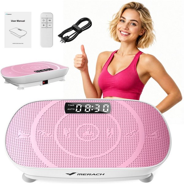 MERACH Vibrationsplatte Mini-Vibrationsplattform mit LED-Display, 100 W, 10 Intensitätsstufen, mit Fernbedienung, für Ganzkörpertraining zu Hause, bis 150 kg