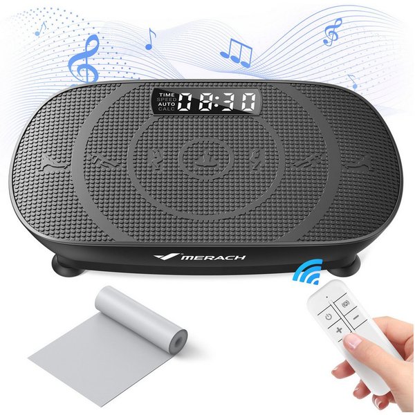 MERACH Vibrationsplatte mit Bluetooth, Widerstandsband, Ganzkörper Sportgerät, 10 Intensitätsstufen, LED-Display, für Gewichtsverlust, Formung, Training Bauch B