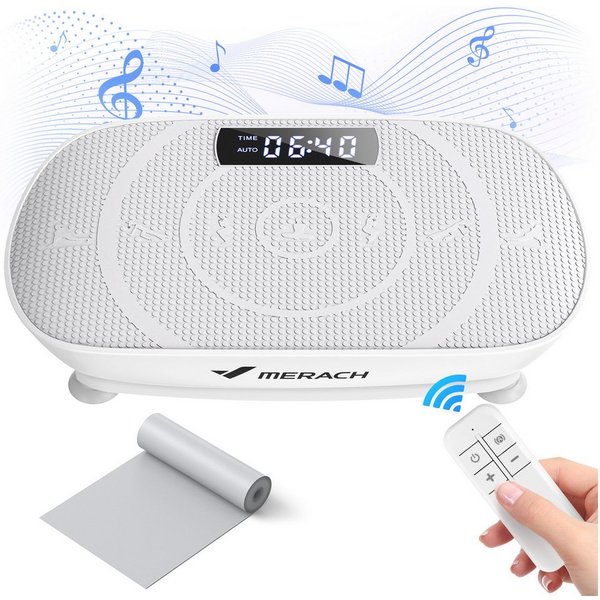 MERACH Vibrationsplatte mit Bluetooth, Widerstandsband, Ganzkörper Sportgerät, 10 Intensitätsstufen, LED-Display, für Gewichtsverlust, Formung, Training Bauch B