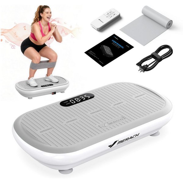 MERACH Vibrationsplatte Vibrationsplatte Trainingsgerät, Vibrationsplattform mit Bluetooth, 200 W, 10 Intensitätsstufen, für Ganzkörpertraining, Fettverbrennung