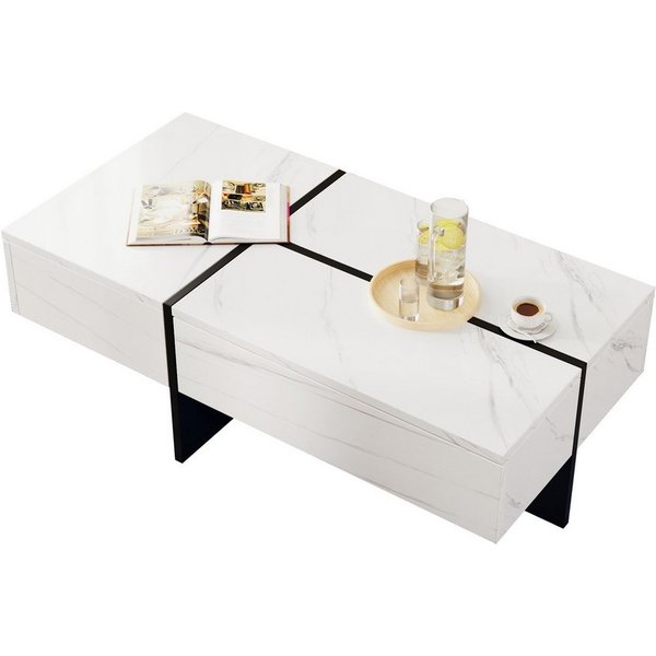 Merax Couchtisch, hochglanz mit drei Schubladen, Wohnzimmertisch, Beistelltisch