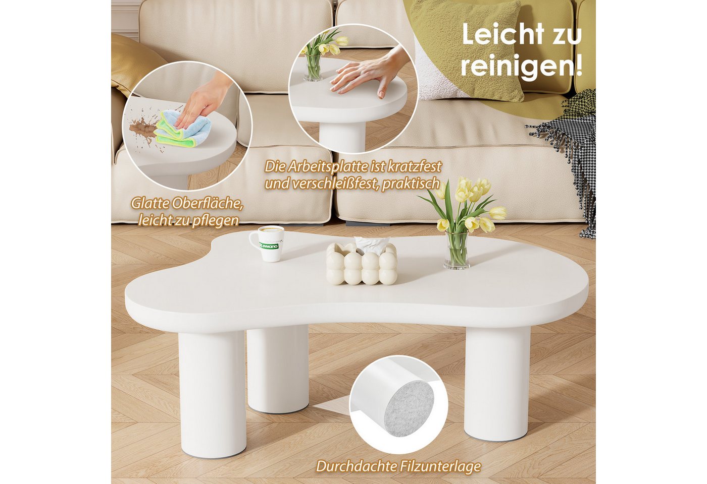 Merax Couchtisch Wolke (1-St), Beistelltisch Scandi, Wohnzimmertisch, Kaffetisch, Breite:107cm – Bild 5 von 5