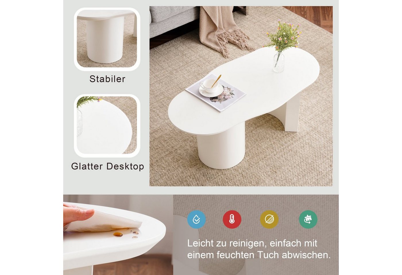Merax Couchtisch Wolke (1-St), Beistelltisch Scandi, Wohnzimmertisch, Kaffetisch, Breite:100cm – Bild 5 von 5