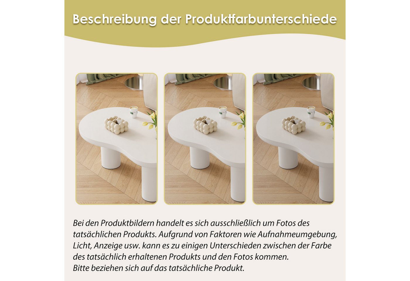 Merax Couchtisch Wolke, Beistelltisch Scandi, Wohnzimmertisch, Kaffetisch, Breite:107cm – Bild 2 von 5
