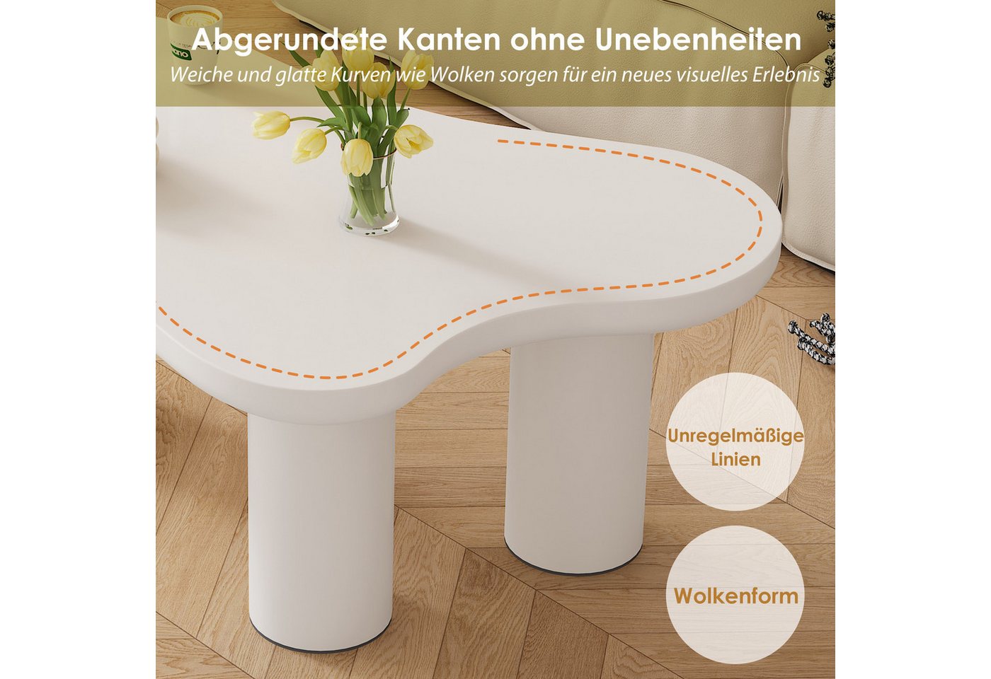Merax Couchtisch Wolke, Beistelltisch Scandi, Wohnzimmertisch, Kaffetisch, Breite:107cm – Bild 3 von 5
