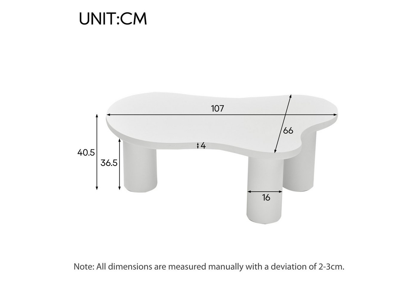 Merax Couchtisch Wolke, Beistelltisch Scandi, Wohnzimmertisch, Kaffetisch, Breite:107cm – Bild 5 von 5