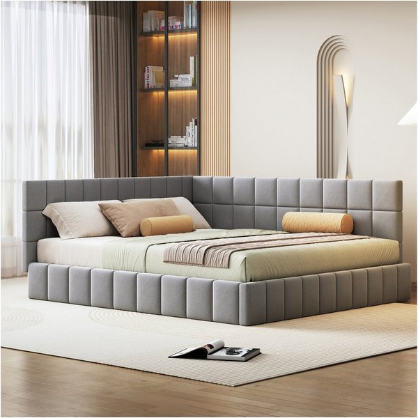 Merax Daybett, Polsterbett mit Schlaffunktion, Tagesbett Schlafsofa, Samt, 160x200cm