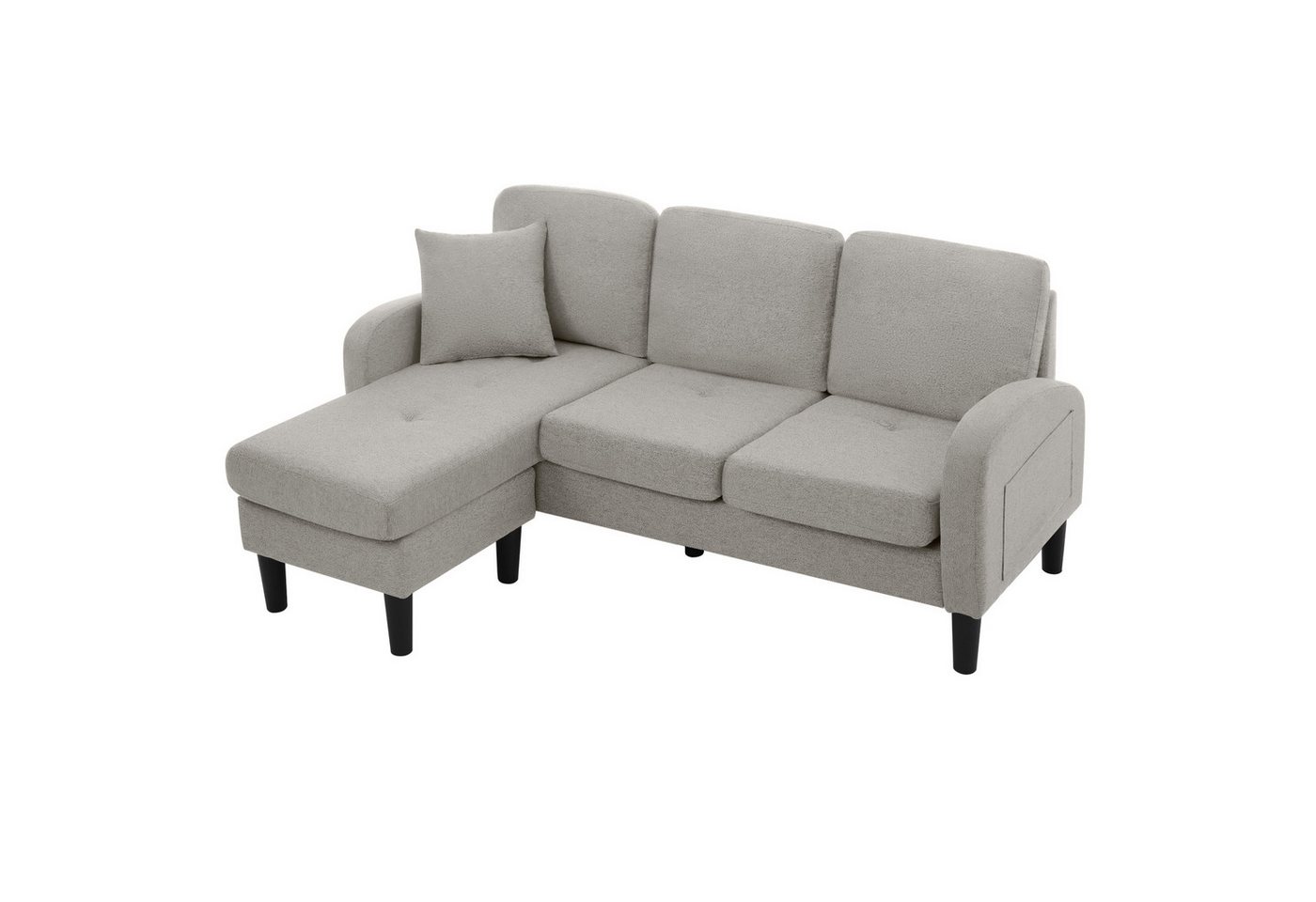 Merax Ecksofa Ecksofa L-förmiges Sofa 3-Sitzer aus Baumwoll-Leinenstoff, Polstersofa modular Sofa mit Chaiselongue, 166x118x77 cm – Bild 2 von 5