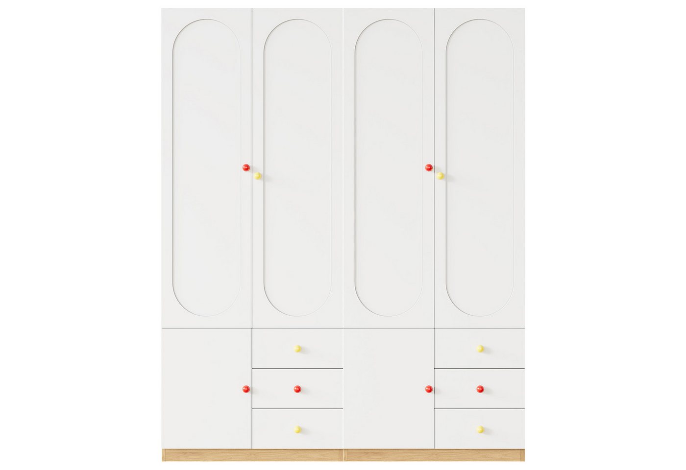 Merax Kinderkleiderschrank Kinder-Kleiderschrank, 3-türiger Kleiderschrank (2-St., mit 3 Schubladen) Kinderzimmer, Kinderzimmermöbel, Kleiderstange, Bunte Keram – Bild 5 von 5