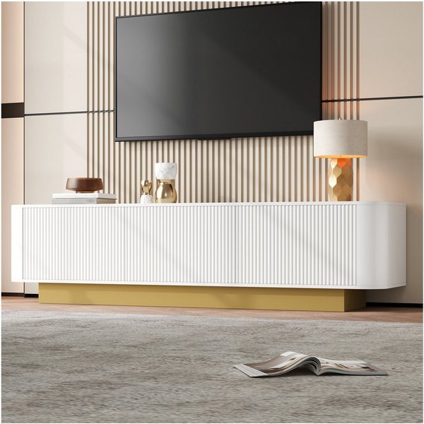 Merax Lowboard (1 St., 170 × 40,5 × 47 cm), TV-Schrank mit Stauraum, 3 Schranktüren & strukturierter Front