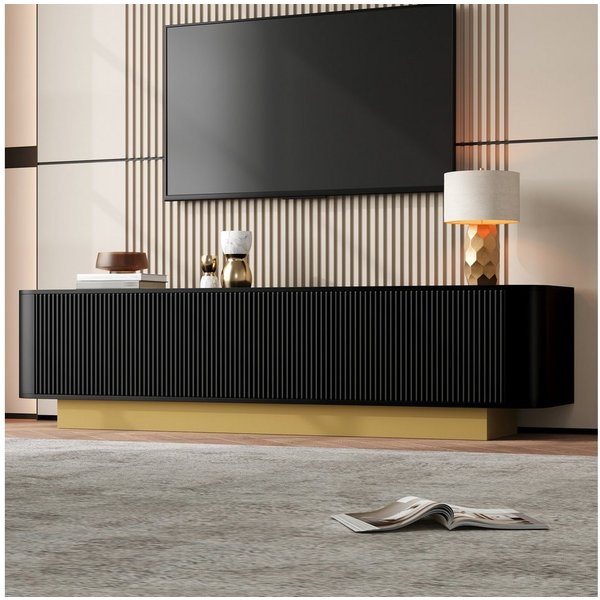 Merax Lowboard (1 St., 170 × 40,5 × 47 cm), TV-Schrank mit Stauraum, 3 Schranktüren & strukturierter Front