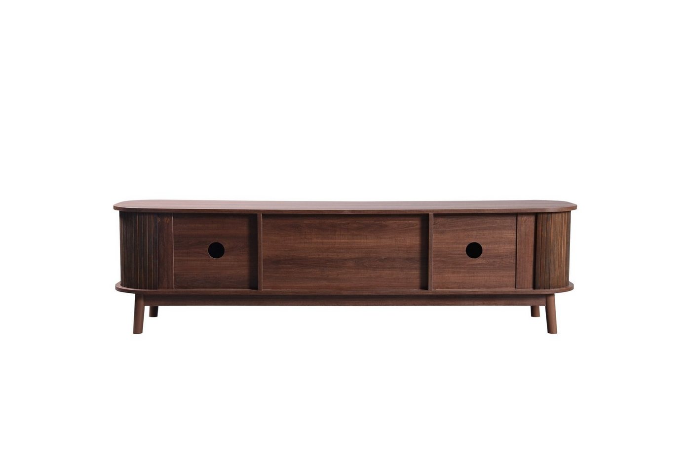 Merax Lowboard mit 2 Schubladen und 2 Bogenschiebetüren, TV-Schrank mit Rattan-Geflecht,Breite 170cm – Bild 4 von 5