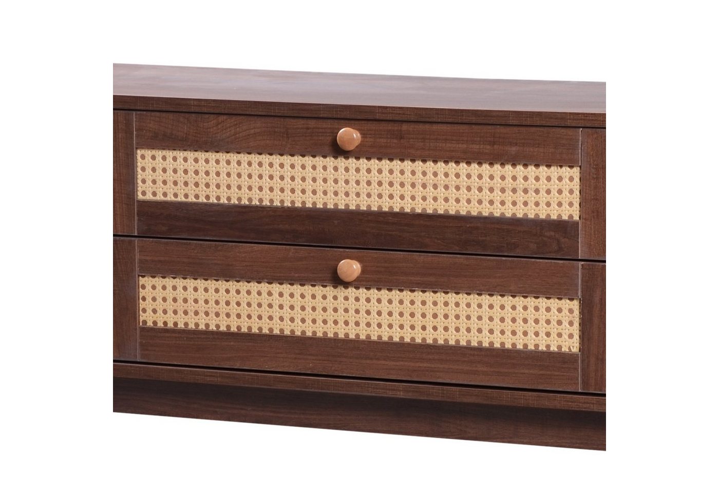 Merax Lowboard mit 2 Schubladen und 2 Bogenschiebetüren, TV-Schrank mit Rattan-Geflecht,Breite 170cm – Bild 5 von 5
