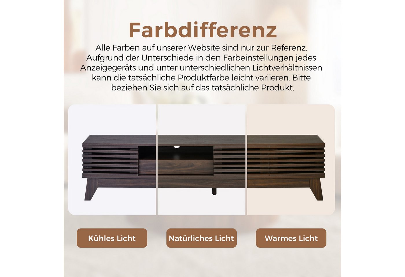 Merax Lowboard mit 3 Türen, Schublade, Stauraum und offenen Fächern (1 St., 170x35x40 cm), TV-Schrank mit gerillter Frontblende, Fernsehtisch Wohnzimmerschrank – Bild 5 von 5