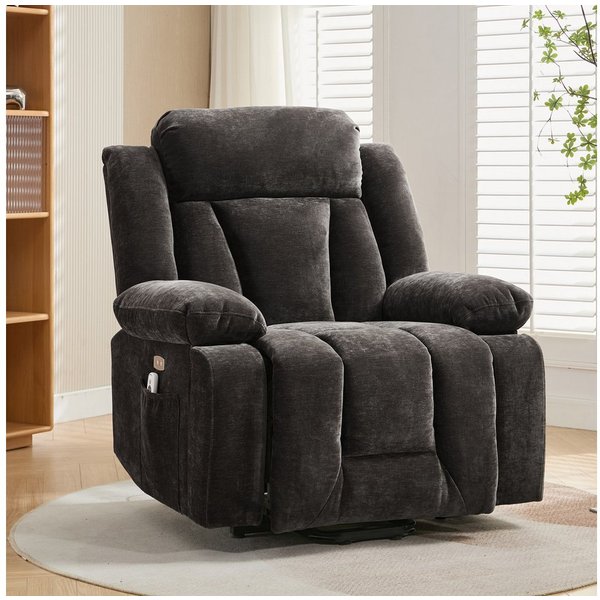 Merax Massagesessel mit 8-Punkt-Massagefunktion, Fernsehsessel mit USB-Anschluss (Chenille-Stoff, 1-St), Relaxsessel mit Heizfunktion & Hebefunktion, Staufach &