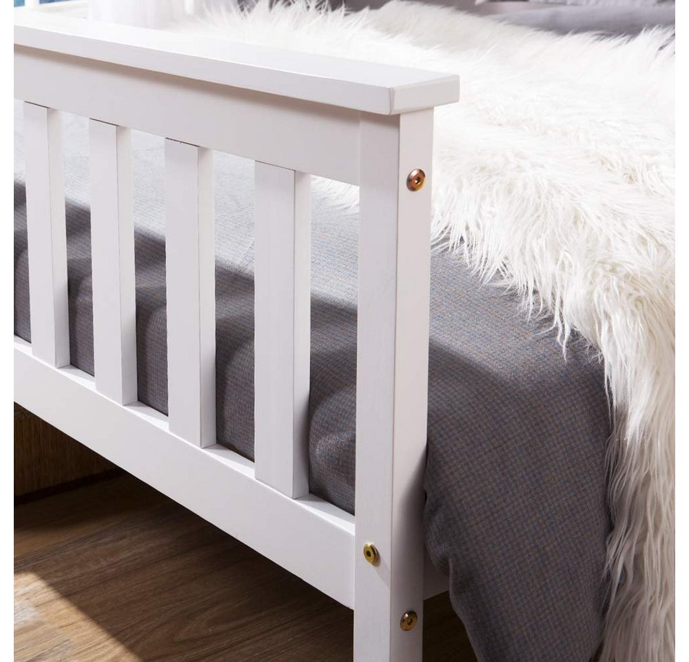 Merax Massivholzbett (Packung), Doppelbett 140x200 cm,Ehebett Bettgestell mit Lattenrost und Kopfteil – Bild 4 von 5