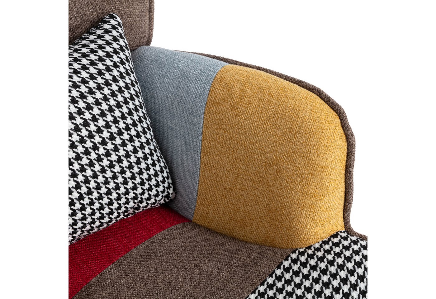 Merax Ohrensessel (1-St), mit Hocker Patchwork,Relaxsessel,Lehnstuhl,Fernsehsessel – Bild 4 von 5