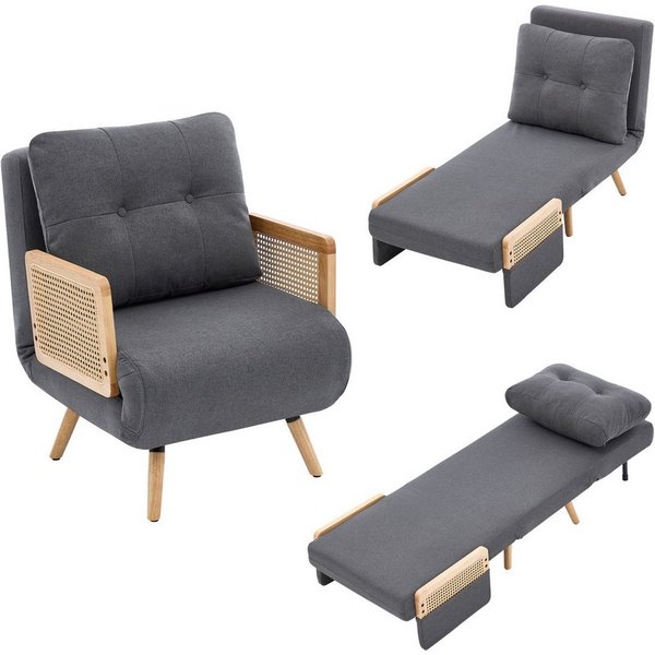 Merax Relaxliege 3-in-1 Schlafsessel mit Schlaffunktion, ausklappbarer Relaxsessel, Schlafsofa Klappsofa 67,5 × 73 × 86,5 cm 1 Teile, 5-fach verstellbarer Loung