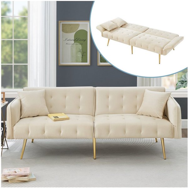 Merax Schlafsofa 2-in-1 Zweisitzer-Sofa Klappsofa mit Bettfunktion, platzsparend & multifunktional, 178x82x70cm 1 Teile, Sofabett mit verstellbarer Rückenlehne 
