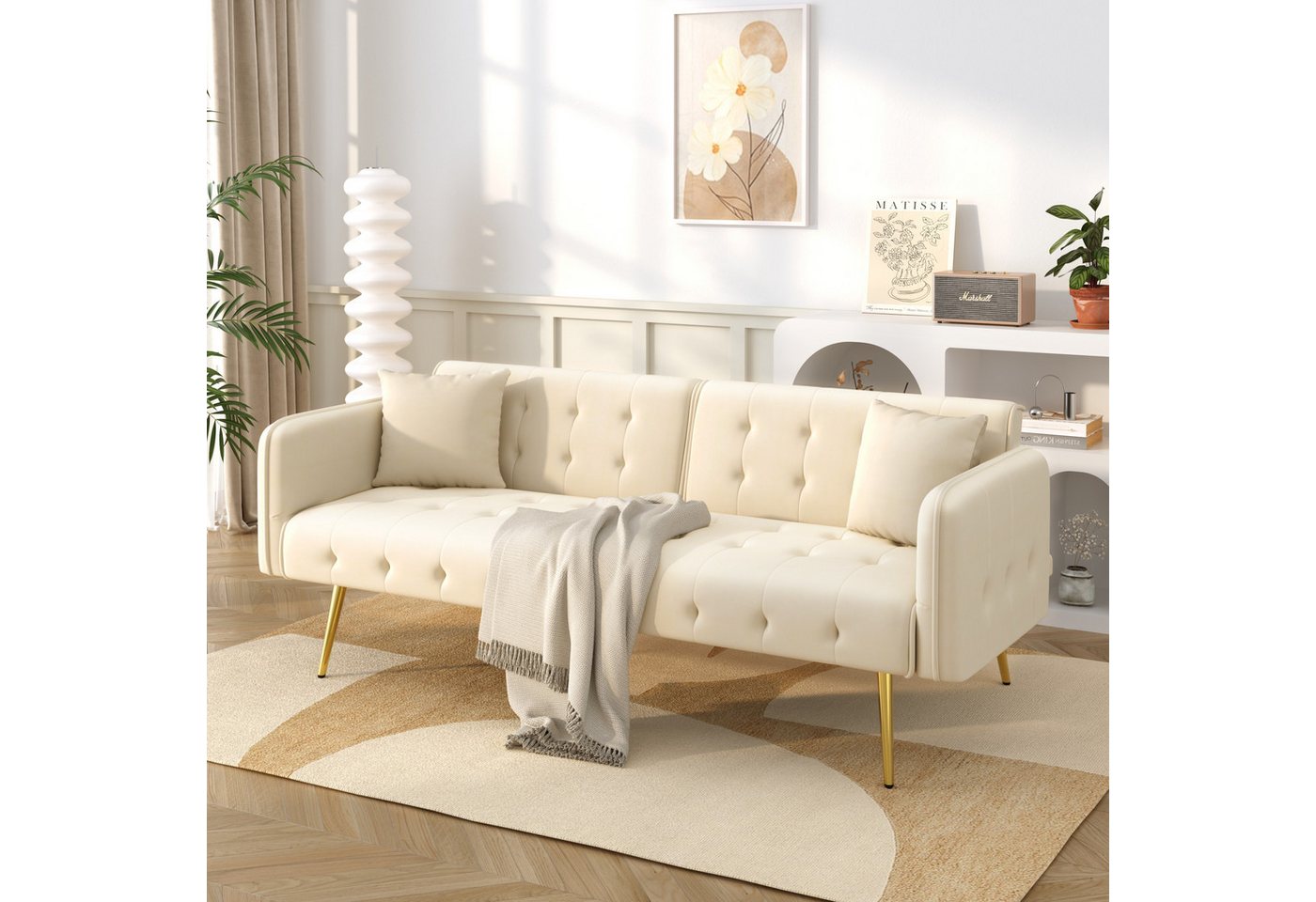Merax Schlafsofa 2-in-1 Zweisitzer-Sofa Klappsofa mit Bettfunktion, platzsparend & multifunktional, 178x82x70cm 1 Teile, Sofabett mit verstellbarer Rückenlehne  – Bild 3 von 5