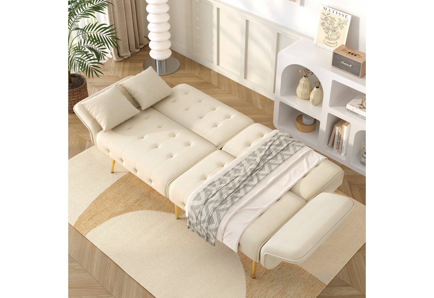 Merax Schlafsofa 2-in-1 Zweisitzer-Sofa Klappsofa mit Bettfunktion, platzsparend & multifunktional, 178x82x70cm 1 Teile, Sofabett mit verstellbarer Rückenlehne  – Bild 4 von 5