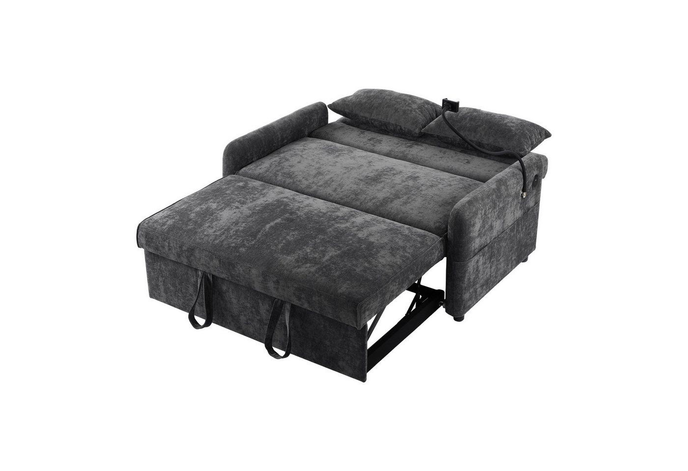 Merax Schlafsofa mit 3-in-1 Bettfunktion, Loungesessel mit USB und Handyhalter, Schlaffunktion und viel Stauraum – Bild 2 von 5