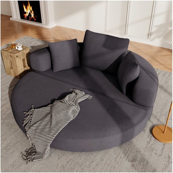 Merax Schlafsofa mit Schlaffunktion, Multifunktionales Sofa mit Hocker, Boneless Couch, Klappsofabett für Wohn/Arbeits/Schlafzimmer 1 Teile, 2-in-1 Sofa-Bett mi
