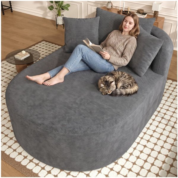 Merax Schlafsofa mit Schlaffunktion, Ovaler Relaxsessel multifunktionales Sofa, für Wohnzimmer und Schlafzimmer 1 Teile, Boneless Couch, XXL-Sessel mit Schaumst