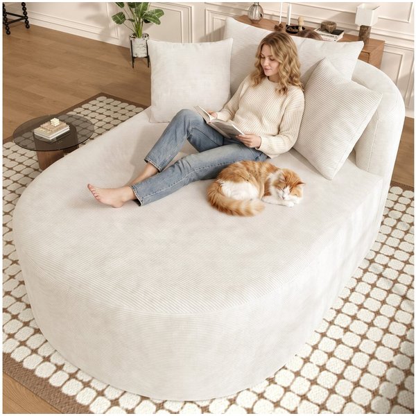 Merax Schlafsofa mit Schlaffunktion, Ovaler Relaxsessel multifunktionales Sofa, für Wohnzimmer und Schlafzimmer 1 Teile, Boneless Couch, XXL-Sessel mit Schaumst