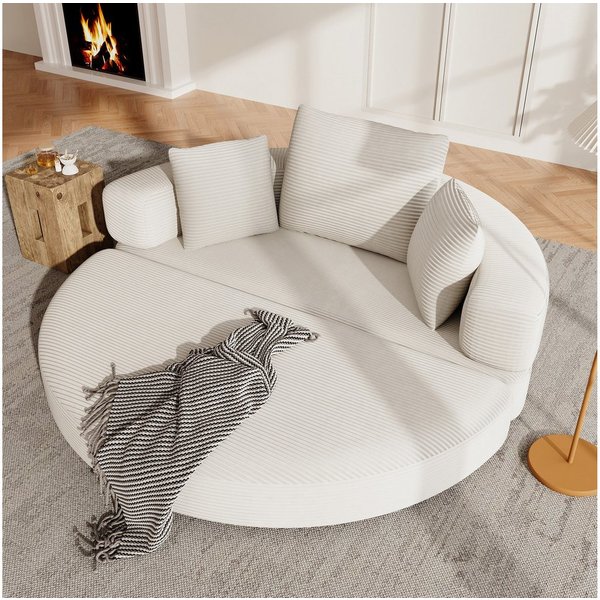 Merax Schlafsofa mit Schlaffunktion, Multifunktionales Sofa mit Hocker, Boneless Couch, Klappsofabett für Wohn/Arbeits/Schlafzimmer 1 Teile, 2-in-1 Sofa-Bett mi