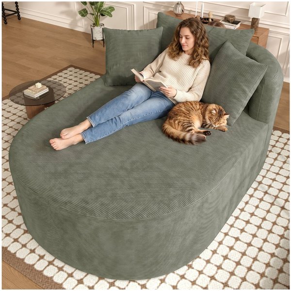 Merax Schlafsofa mit Schlaffunktion, Ovaler Relaxsessel multifunktionales Sofa, für Wohnzimmer und Schlafzimmer 1 Teile, Boneless Couch, XXL-Sessel mit Schaumst