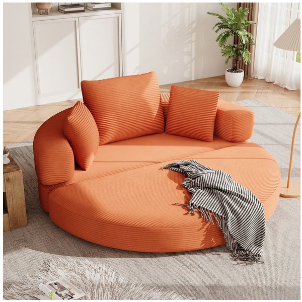 Merax Schlafsofa mit Schlaffunktion, Multifunktionales Sofa mit Hocker, Boneless Couch, Klappsofabett für Wohn/Arbeits/Schlafzimmer 1 Teile, 2-in-1 Sofa-Bett mi