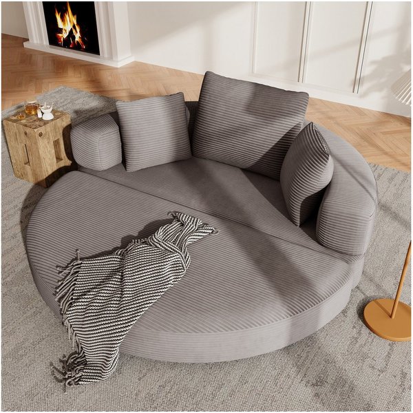 Merax Schlafsofa mit Schlaffunktion, Multifunktionales Sofa mit Hocker, Boneless Couch, Klappsofabett für Wohn/Arbeits/Schlafzimmer 1 Teile, 2-in-1 Sofa-Bett mi