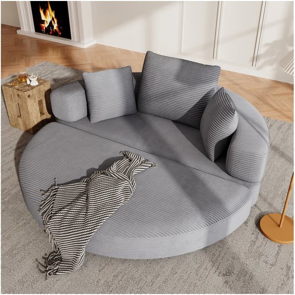 Merax Schlafsofa mit Schlaffunktion, Multifunktionales Sofa mit Hocker, Boneless Couch, Klappsofabett für Wohn/Arbeits/Schlafzimmer 1 Teile, 2-in-1 Sofa-Bett mi