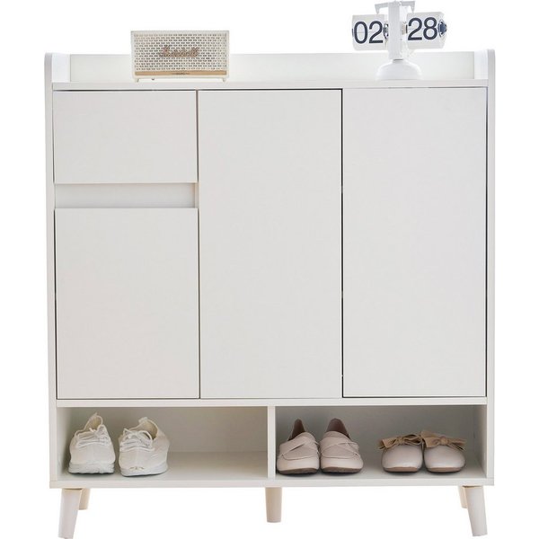 Merax Schuhschrank mit 2 Türen, 1 Schublade und verstellbaren Einlegeböden Schuhaufbewahrung Sideboard Kommode, H99xB90xT35cm