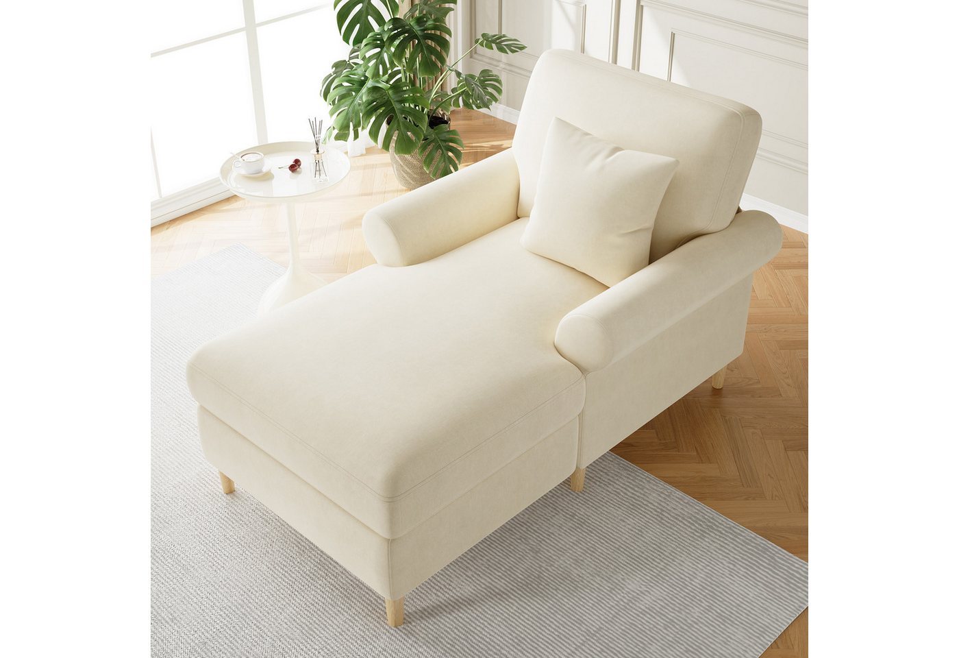 Merax Sessel Relaxsessel mit Liegefunktion, Lesesessel aus Samt (133*87*90cm, 1-St., Einzelsofa Loungesessel), Lounge-Sessel Polstersessel mit 2 Armlehnen & Len – Bild 2 von 5