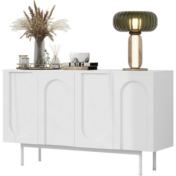 Merax Sideboard, mit 4 Türen und verstellbaren Einlegböden,Kommode,Anrichte