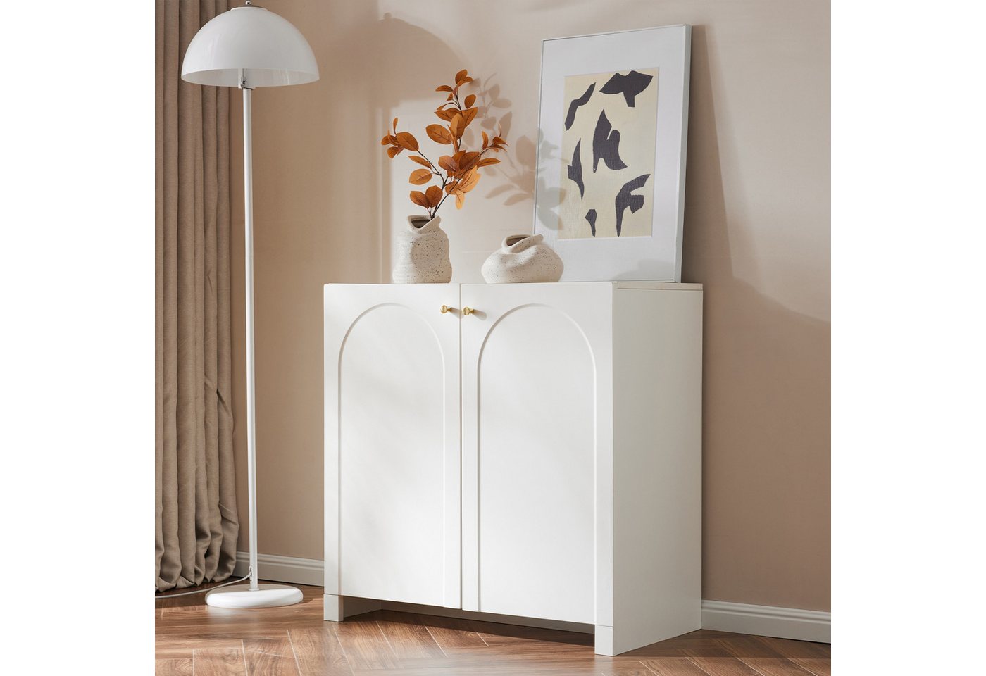 Merax Sideboard, Kommode mit 2 Türen und Ablage, Highboard Standschrank, 80x40x80cm – Bild 3 von 5