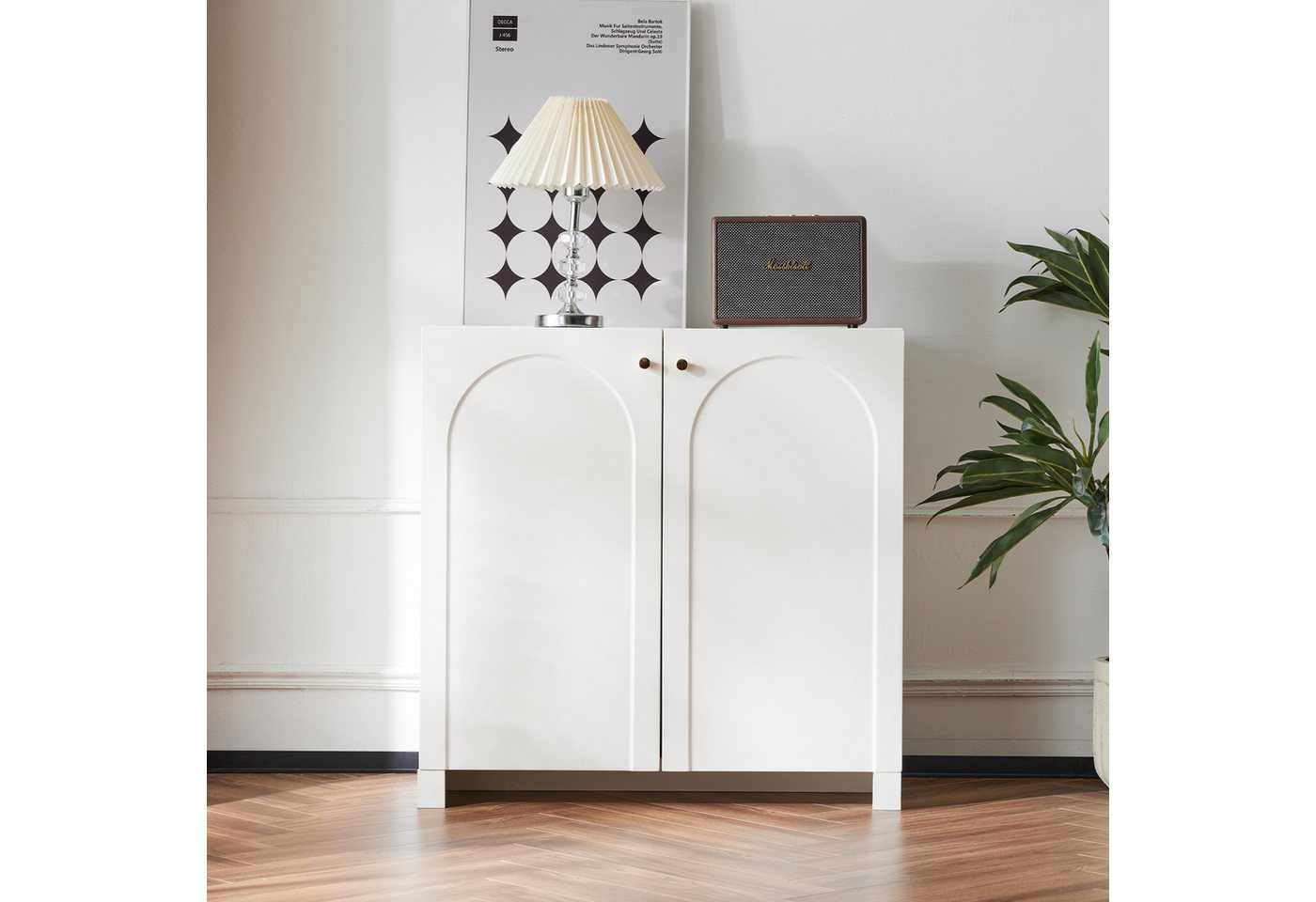 Merax Sideboard, Kommode mit 2 Türen und Ablage, Highboard Standschrank, 80x40x80cm – Bild 4 von 5