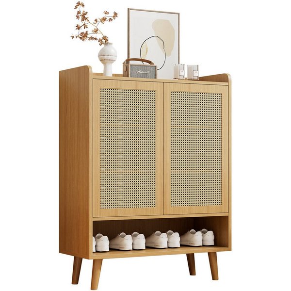 Merax Sideboard mit Rattantüren, Highboard,Kommode,Anrichte Landhaus,Höhe:105,2cm