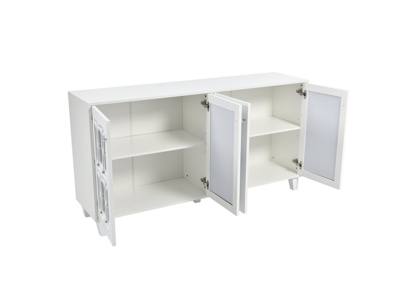 Merax Sideboard mit Spiegelelementen und geometrischem Trellis-Muster, Kommode mit Spiegelfront,Anrichte mit großem Stauraum,Breite:160cm – Bild 5 von 5