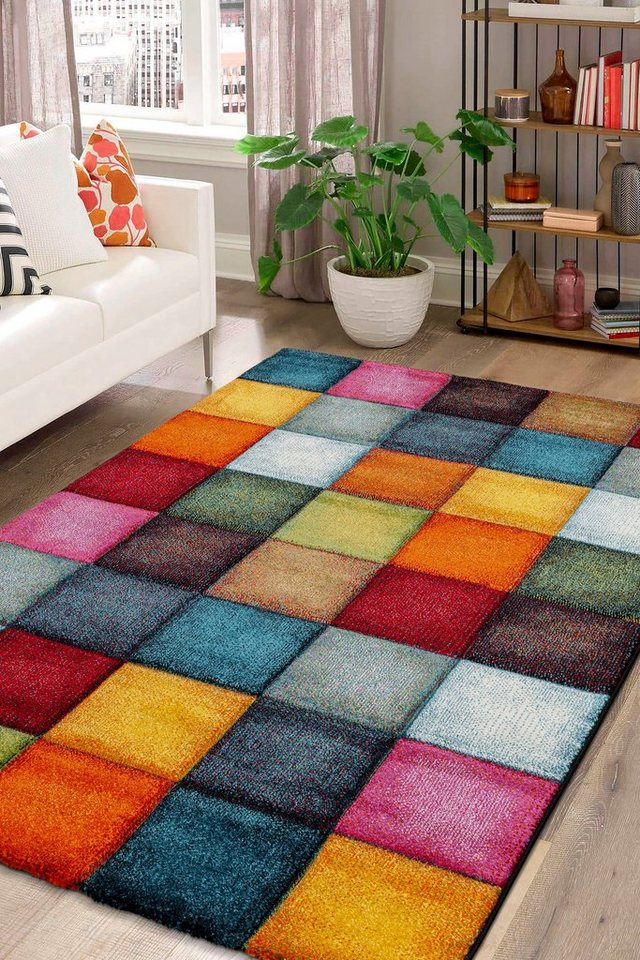 merinos Teppich Belis 22605, rechteckig, Höhe: 18 mm, Wohnzimmer, moderner farbenfroher Kurzflorteppich – Bild 4 von 5