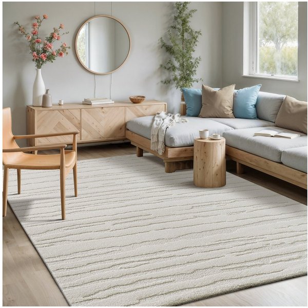 merinos Teppich Elio 2, rechteckig, Höhe: 16 mm, moderner Kurzflor Teppich mit Hoch-Tief-Effekt, 3D Effekt