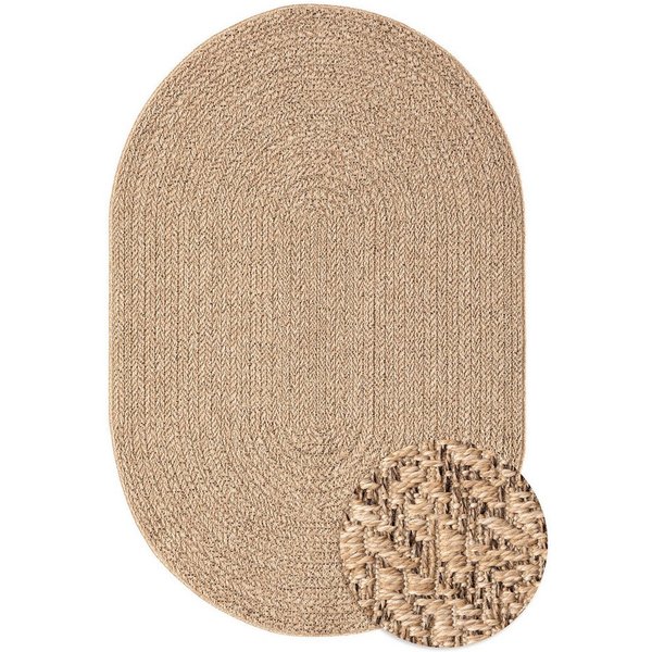 merinos Teppich Kenzy 2, Höhe: 10 mm, robuster In- und Outdoor Teppich im natürlichen Jute-Look, wetterfest