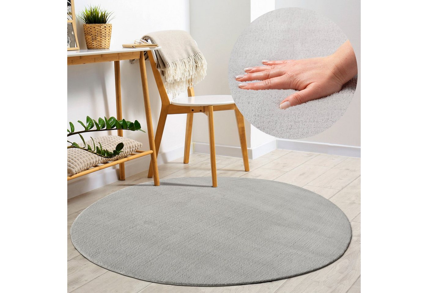 merinos Teppich Loft 37, rund, Höhe: 16 mm, Kunstfellteppich besonders weich und kuschelig, Fell Haptik – Bild 2 von 3