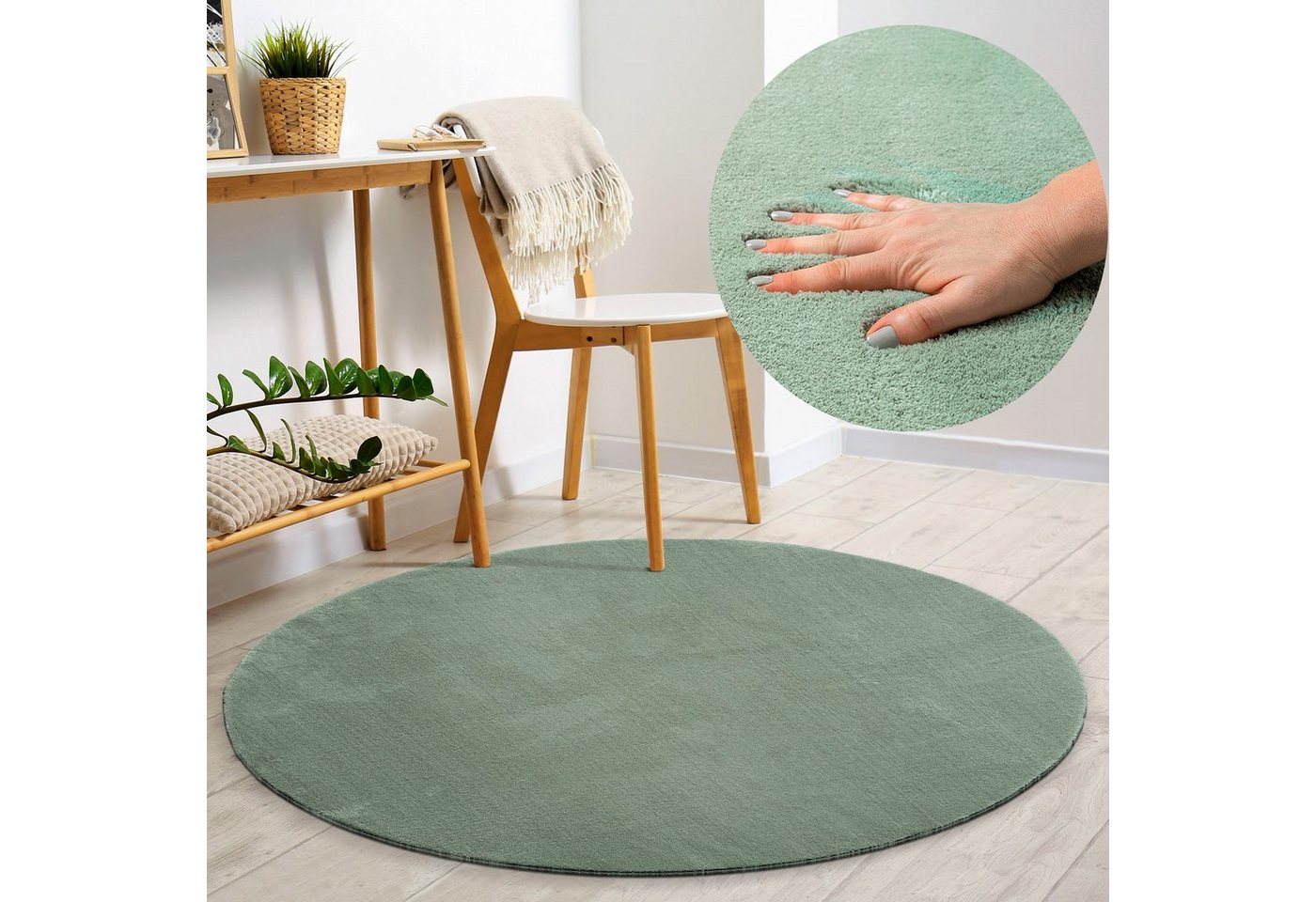 merinos Teppich Loft 37, rund, Höhe: 16 mm, Kunstfellteppich besonders weich und kuschelig, Fell Haptik – Bild 2 von 3