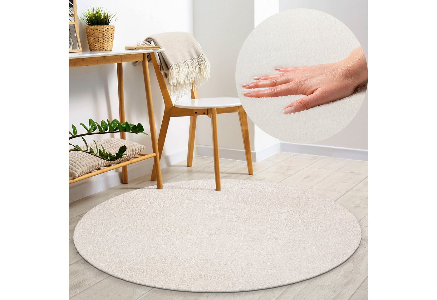 merinos Teppich Loft 37, rund, Höhe: 16 mm, Kunstfellteppich besonders weich und kuschelig, Fell Haptik – Bild 2 von 3